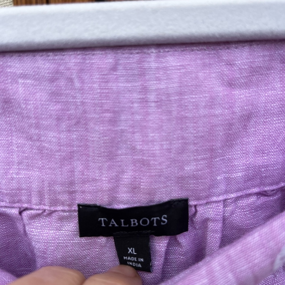 Talbots Butterfly Embroidered Linen Cotton Lavender Square Neck Top Cross Dye XL - Picture 8 of 10